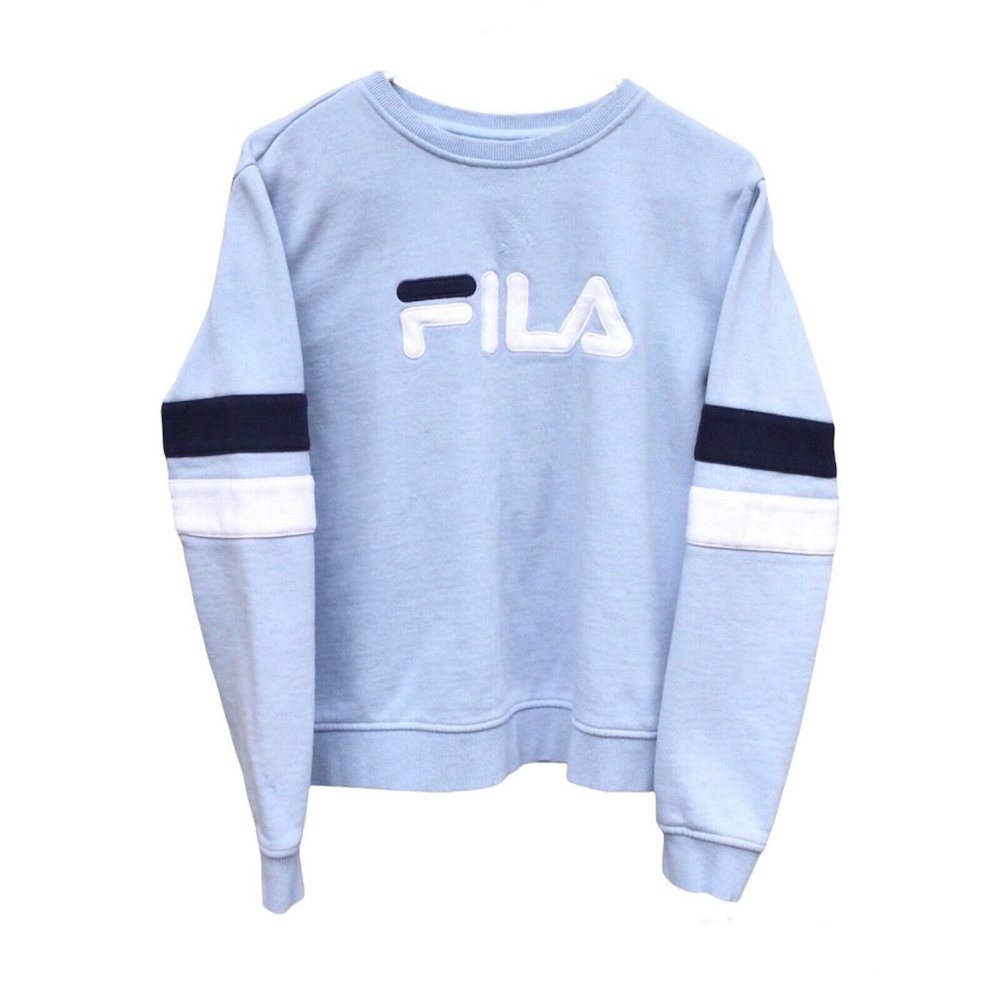 FILA Sweatshirt Girls Sweater Size Med Blue Pullover Long Sleeve Crew Neck